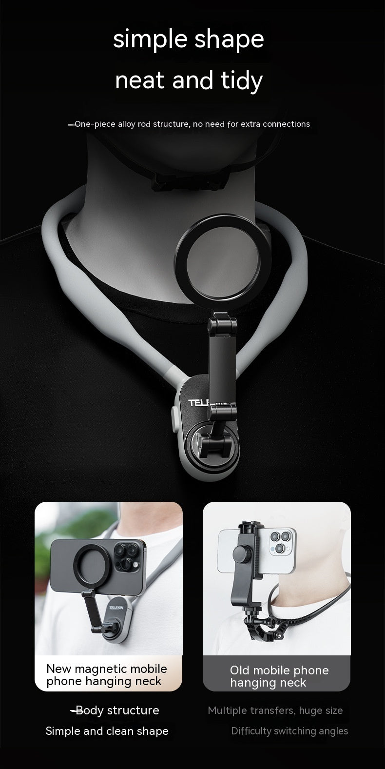 Silikon magnetsfäste för mobiltelefon för hals – med MagSafe magnet