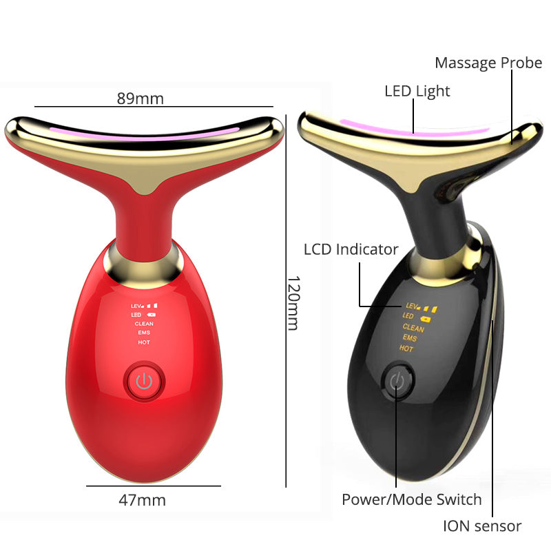 Nacklyft & uppstramande massager – Elektrisk mikrostötsapparat mot rynkor