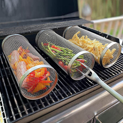 Roterande grillkorg i metall- Portabel BBQ-korg