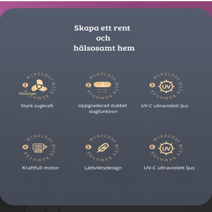 Elektrisk UV-husdammsugare för avlägsnande av kvalster – för sängar, madrasser, soffor och kuddar
