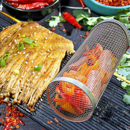 Roterande grillkorg i metall- Portabel BBQ-korg