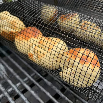 Roterande grillkorg i metall- Portabel BBQ-korg