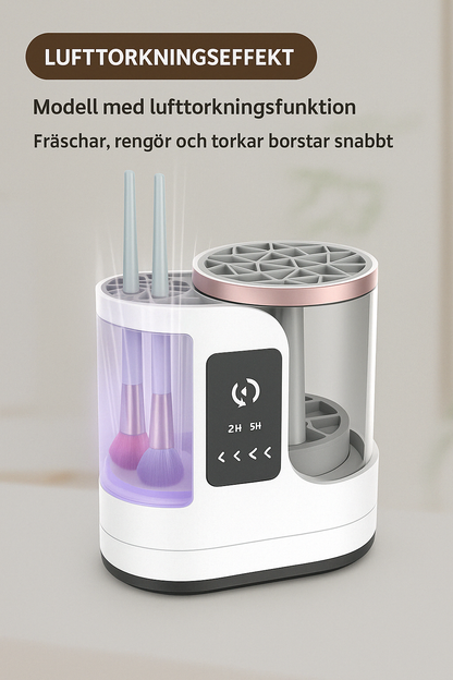 Elektrisk-automatiskt rengöringsställ för make‑up‑borstar